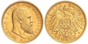 10 Марка Німецька імперія (1871-1918) Золото Wilhelm II, German Emperor (1859-1941)