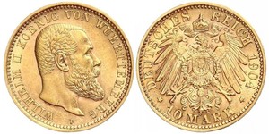 10 Марка Німецька імперія (1871-1918) Золото Wilhelm II, German Emperor (1859-1941)