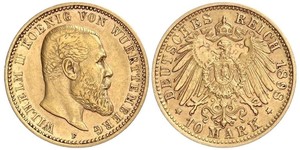 10 Марка Німецька імперія (1871-1918) Золото Wilhelm II, German Emperor (1859-1941)