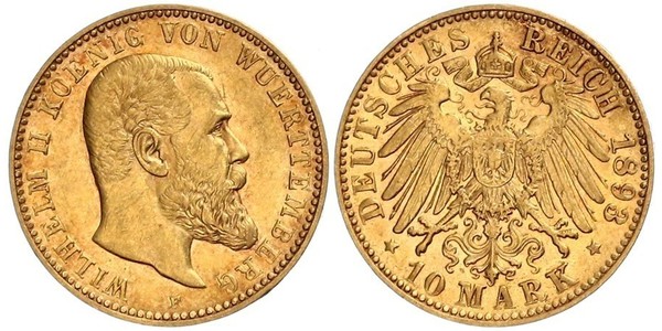 10 Марка Німецька імперія (1871-1918) Золото Wilhelm II, German Emperor (1859-1941)