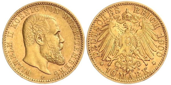10 Марка Німецька імперія (1871-1918) Золото Wilhelm II, German Emperor (1859-1941)