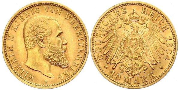 10 Марка Німецька імперія (1871-1918) Золото Wilhelm II, German Emperor (1859-1941)