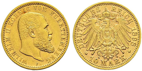 10 Марка Німецька імперія (1871-1918) Золото Wilhelm II, German Emperor (1859-1941)