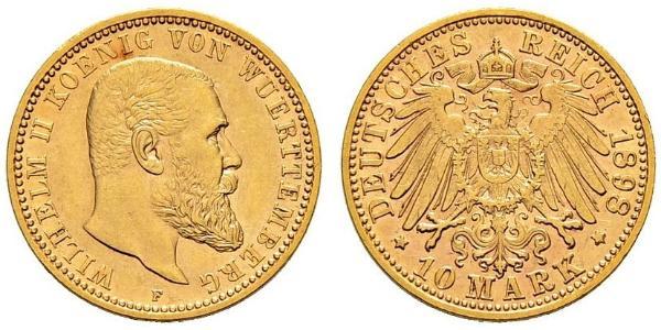 10 Марка Німецька імперія (1871-1918) Золото Wilhelm II, German Emperor (1859-1941)