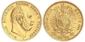 10 Марка Пруссия (королевство) (1701-1918) Золото Wilhelm I, German Emperor (1797-1888)