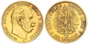 10 Марка Пруссия (королевство) (1701-1918) Золото Wilhelm I, German Emperor (1797-1888)