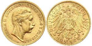10 Марка Пруссия (королевство) (1701-1918) Золото Wilhelm II, German Emperor (1859-1941)