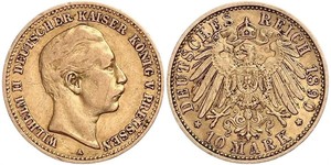 10 Марка Пруссия (королевство) (1701-1918) Золото Wilhelm II, German Emperor (1859-1941)