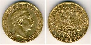 10 Марка Пруссия (королевство) (1701-1918) Золото Wilhelm II, German Emperor (1859-1941)