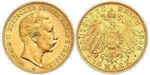 10 Марка Пруссия (королевство) (1701-1918) Золото Wilhelm II, German Emperor (1859-1941)