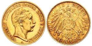 10 Марка Пруссия (королевство) (1701-1918) Золото Wilhelm II, German Emperor (1859-1941)