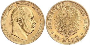 10 Марка Пруссия (королевство) (1701-1918) Золото Wilhelm I, German Emperor (1797-1888)