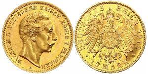 10 Марка Пруссия (королевство) (1701-1918) Золото Wilhelm II, German Emperor (1859-1941)