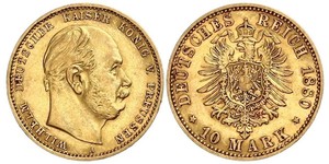 10 Марка Пруссия (королевство) (1701-1918) Золото Wilhelm I, German Emperor (1797-1888)