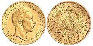 10 Марка Пруссия (королевство) (1701-1918) Золото Wilhelm II, German Emperor (1859-1941)