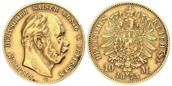 10 Марка Пруссия (королевство) (1701-1918) Золото Wilhelm I, German Emperor (1797-1888)