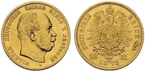 10 Марка Пруссия (королевство) (1701-1918) Золото Wilhelm I, German Emperor (1797-1888)