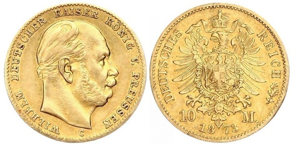 10 Марка Пруссия (королевство) (1701-1918) Золото Wilhelm I, German Emperor (1797-1888)