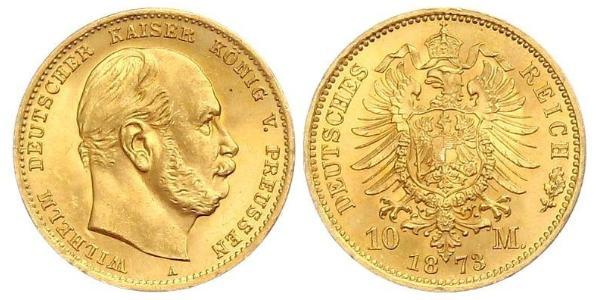 10 Марка Пруссия (королевство) (1701-1918) Золото Wilhelm I, German Emperor (1797-1888)
