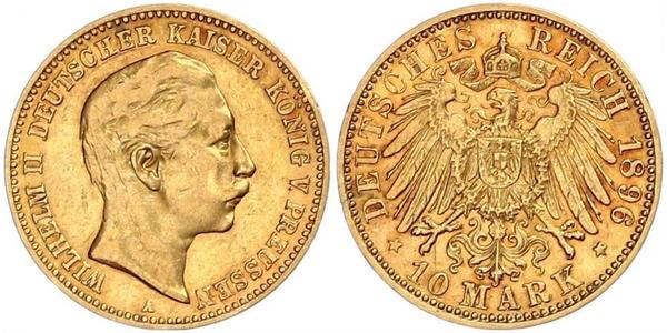 10 Марка Пруссия (королевство) (1701-1918) Золото Wilhelm II, German Emperor (1859-1941)