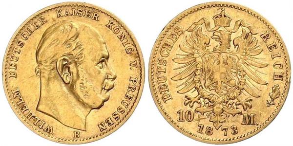 10 Марка Пруссия (королевство) (1701-1918) Золото Wilhelm I, German Emperor (1797-1888)