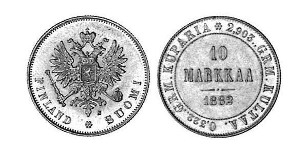 10 Марка Російська імперія (1720-1917) / Фінляндія (1917 - ) Золото Олександр III (1845 -1894)