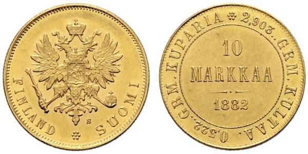 10 Марка Російська імперія (1720-1917) / Фінляндія (1917 - ) Золото Олександр III (1845 -1894)