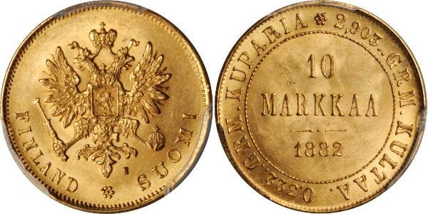 10 Марка Финляндия (1917 - ) / Российская империя (1720-1917) Золото Александр III (1845 -1894)