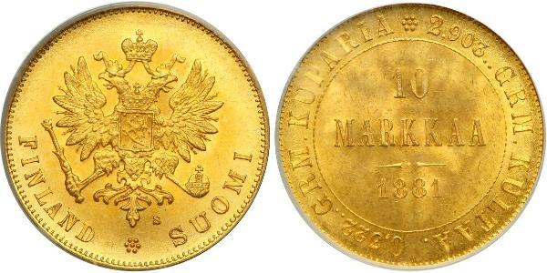 10 Марка Финляндия (1917 - ) / Российская империя (1720-1917) Золото Александр III (1845 -1894)