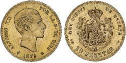 10 Песета Королівство Іспанія (1874 - 1931) Золото Alfonso XII of Spain (1857 -1885)