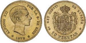 10 Песета Королівство Іспанія (1874 - 1931) Золото Alfonso XII of Spain (1857 -1885)