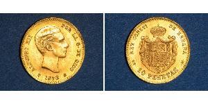 10 Песета Королівство Іспанія (1874 - 1931) Золото Alfonso XII of Spain (1857 -1885)