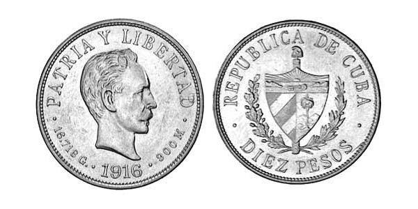10 Песо Куба Золото Jose Julian Marti Perez (1853 - 1895) 