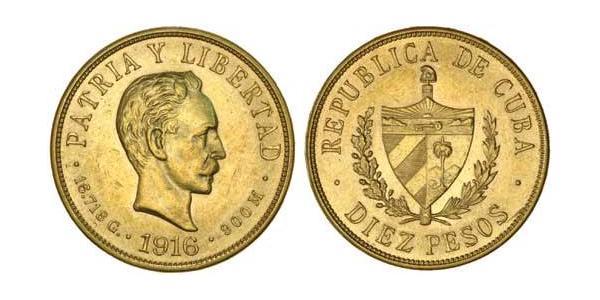 10 Песо Куба Золото Jose Julian Marti Perez (1853 - 1895) 