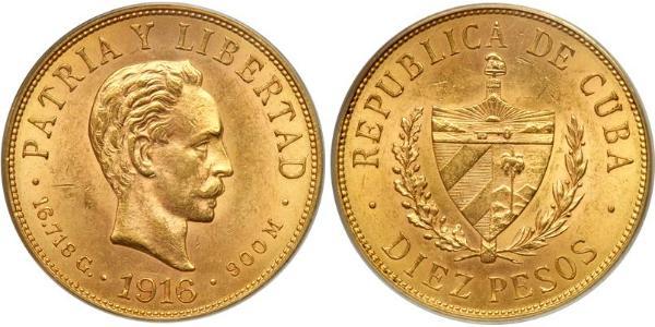 10 Песо Куба Золото Jose Julian Marti Perez (1853 - 1895) 