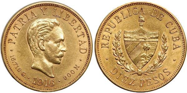 10 Песо Куба Золото Jose Julian Marti Perez (1853 - 1895) 