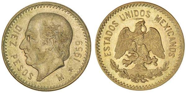 10 Песо Мексиканські Сполучені Штати (1867 - ) Золото Miguel Hidalgo