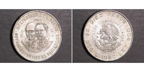 10 Песо Соединённые Штаты Мексики (1867 - ) Серебро Miguel Hidalgo