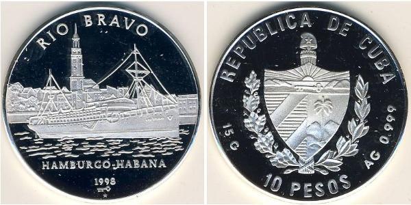 10 Песо Куба Срібло 