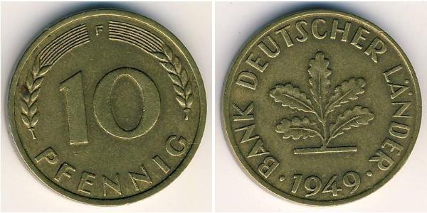 10 Пфеніг ФРН (1949-1990) Латунь/Залізо 