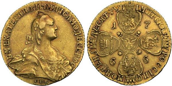 10 Рубль Российская империя (1720-1917) Золото Екатерина II (1729-1796)
