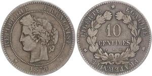 10 Сантим Третья французская республика (1870-1940)  Бронза 