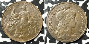 10 Сантім Третя французька республіка (1870-1940)  Бронза 