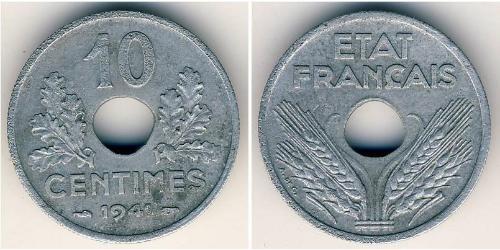 10 Сантім Vichy France (1940-1944) Цинк 