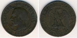 10 Сент Second French Empire (1852-1870) Мідь Наполеон ІІІ Бонапарт (1808-1873)