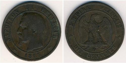 10 Сент Second French Empire (1852-1870) Мідь Наполеон ІІІ Бонапарт (1808-1873)