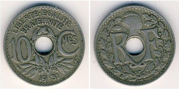 10 Сент Третья французская республика (1870-1940)  Никель/Медь 