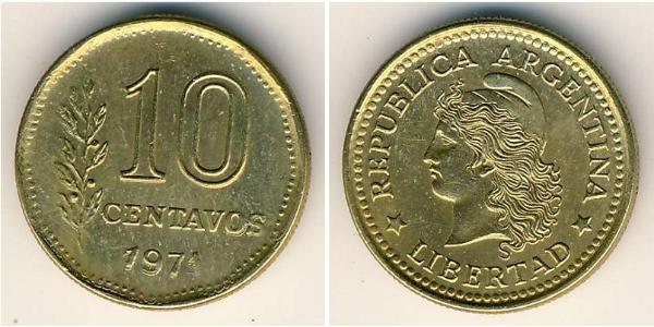10 Сентаво Аргентинская Республика (1861 - ) Латунь 