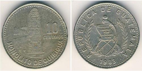 10 Сентаво Республика Гватемала (1838 - ) Никель/Медь 