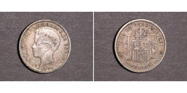 10 Сентаво Пуерто-Ріко Срібло Alfonso XIII of Spain (1886 - 1941)